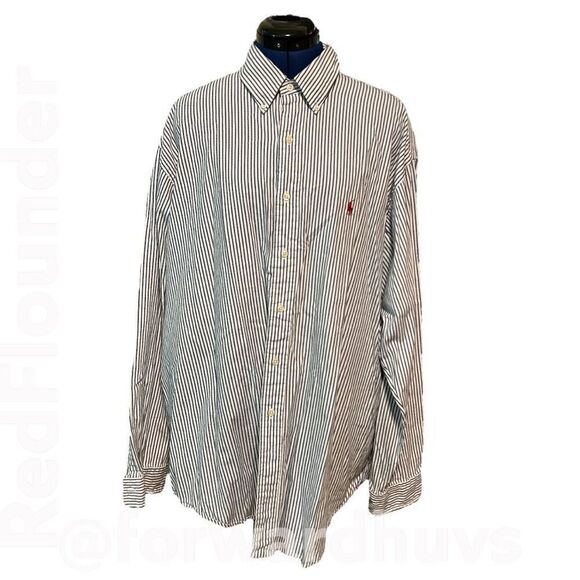 Ralph Lauren Blaire 100% Cotton Casual Button Down Blue and White Strip Shirt Si - Picture 1 of 10